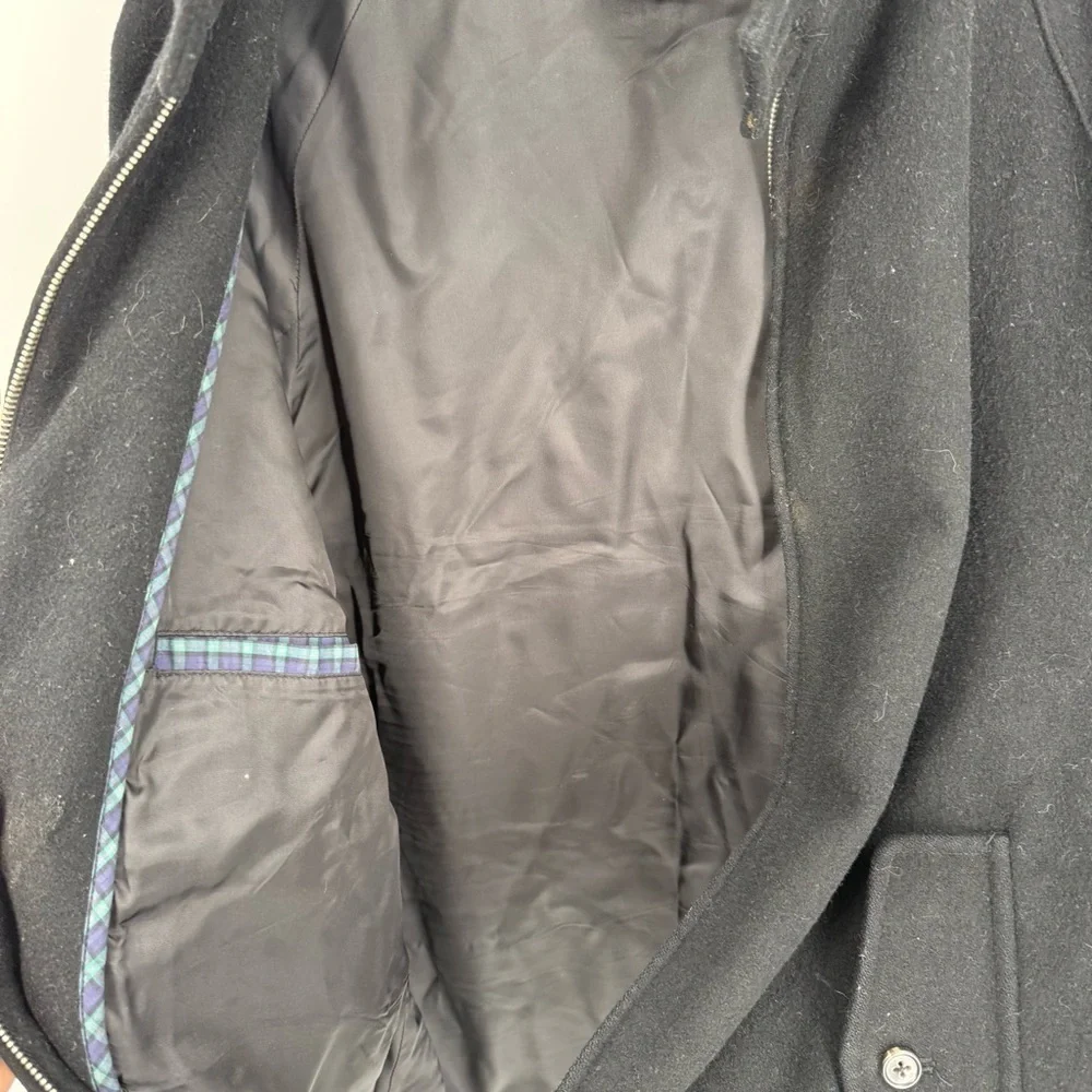 Polo Ralph Lauren Coat Mens Large Black Full Zip Lined Jacket Wool Blend